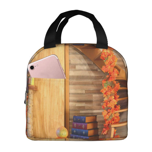 Halloween Pumpkin Sunflower Printed Lunch Bag For Women Reusable Insulated Lunch Tote Bag Lunch Box Lunch Cooler Tote Box