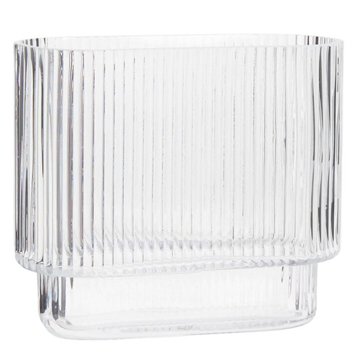 YANWE1 Ribbed Vase, Clear Glass Vase, Flower Vase for Centerpieces, Modern Vase, Fluted Glass Vase, Decorative Vase for Living Room, Dining Table, Entryway, Mantle, Shelf, Wedding, Office, 7.1 Inches