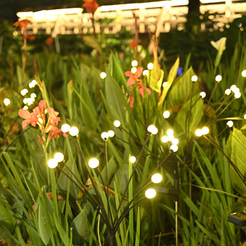 Solar Swaying Garden Lights,New Upgraded Starburst Swaying Solar Firefly Lights Outdoor Waterproof,Solar Garden Decorative Lights for Yard Patio Pathway,Warm Light 4 Pack