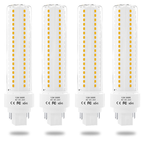 Lustaled LED Gx24q 4-Pin Base Light Bulb, 12W Gx24 PL Retrofit LED Recessed Light Natural White 4000K 26W Compact Fluorescent Lamp Replacement for Ceiling Fixtures, 4-Pack (Remove/Bypass The Ballast)