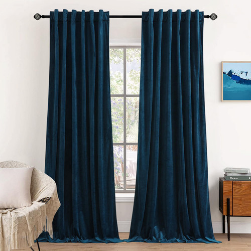 Dchola Navy Blue Velvet Curtains for Bedroom Window with Back Tab, Super Soft Vintage Luxury Heavy Drapes, Room Darkening Thermal Insulated Curtain for Living Room, W52 by L63 inches, 2 Panels Dchola Navy Blue Velvet Curtains for Bedroom Window with Back Tab, Super Soft Vintage Luxury Heavy Drapes, Room Darkening Thermal Insulated Curtain for Living Room, W52 by L63 inches, 2 Panels