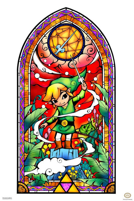 Pyramid America Laminated Legend of Zelda Stained Glass Wind Waker Video Game Gaming Poster Dry Erase Sign 12x18