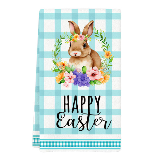 SICOHOME Happy Easter Bunny Rabbit Kitchen Dish Towel 15.5 x 23 Inch Easter Kitchen Towel Easter Kitchen Towels Dish Towels Bunny Ultra Absorbent Drying Cloth Tea Towels for Cooking Baking Kitchen