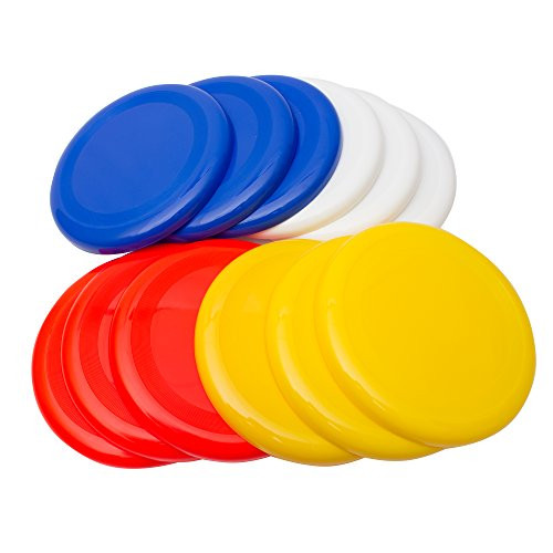 Fun Central AU203 10" Frisbee Plastic Flying Disc Dog Frisbee Golf Discs Ultimate Frisbee Disc, Multicolor-for Outside Play Family Fun Time- Pack of 12 (red, White, Yellow, Blue) Fun Central AU203 10" Frisbee Plastic Flying Disc Dog Frisbee Golf Discs Ultimate Frisbee Disc, Multicolor-for Outside Play Family Fun Time- Pack of 12 (red, White, Yellow, Blue)