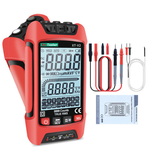 Xin Tester Digital Multimeter, 9999 Counts TRMS Auto-Ranging Voltmeter, Accurately Measures AC/DC Amp Ohm Voltage Meter Capacitance Frequency Diode with Backlight Flashlight