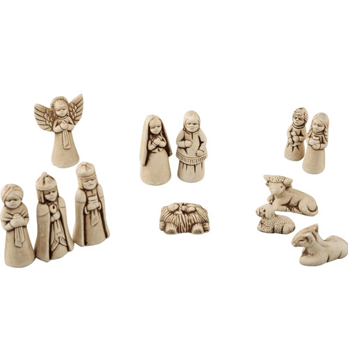 12 Piece Mini Clay Nativity Set, A King is Born Scene - Premium Handmade Rustic Clay Nativity Set Includes 12 Clay Figurines Including Baby Jesus, Mary and Joseph - Ideal for Christmas Decor