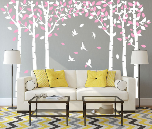 Giant Jungle Tree Wall Decals Birch Tree Wall Decals Birds Cute Squirrel Forest Wall Stickers for Kids Room Bedroom Living Room Nursery Room Classroom Wall Decoration (White and Pink) Giant Jungle Tree Wall Decals Birch Tree Wall Decals Birds Cute Squirrel Forest Wall Stickers for Kids Room Bedroom Living Room Nursery Room Classroom Wall Decoration (White and Pink)