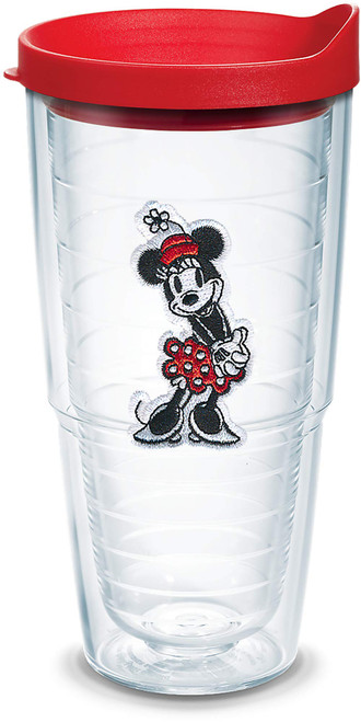 Tervis 1346599 Disney - Original Minnie Insulated Tumbler with Emblem and Red Lid, 24oz, Clear