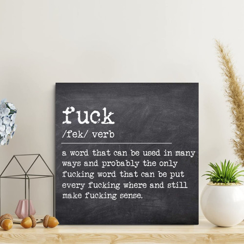 Wood Signs Fuck Definition Typography Wood Plaque Funny Fuck Quote Wall Art Rustic Wall Decorations for Living Room Kitchen Home Decor Signs Wall Hanging Sign Housewarming Gift 10x10in