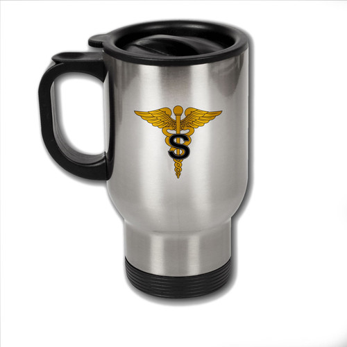 ExpressItBest Stainless Steel Coffee Mug with U.S. Army Medical Specialist Corps branch insignia