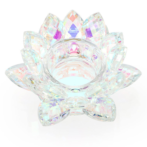 OwnMy Crystal Lotus Flower Tea Light Holder Lotus Petals Votive Candle Holder, Crystal Lotus Tealight Candle Stand Lotus Dappen Dish Lotus Candle Lamp for Table Centerpiece Wedding Decor (AB Color) OwnMy Crystal Lotus Flower Tea Light Holder Lotus Petals Votive Candle Holder, Crystal Lotus Tealight Candle Stand Lotus Dappen Dish Lotus Candle Lamp for Table Centerpiece Wedding Decor (AB Color)