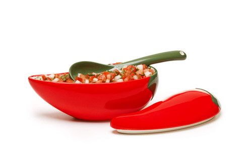 Prepworks by Progressive Salsa Bowl with Spoon - Great for Homemade Salsa and Pico De Gallo, Dips, Party foods, Condiments, Sauces and Toppings