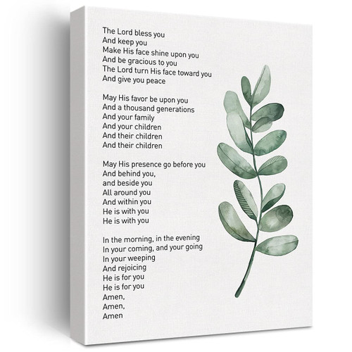 Christian Canvas Wall Art Numbers 6:24-26 The Lord Bless You Canvas Print Positive Painting Religious Home Wall Decor Framed Nursery Gift 12x15 Inch