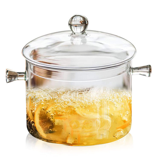 Jucoan 1.5L/50oz Glass Saucepan with Cover, Heat Resistant Glass Stovetop Cooking Pot with Lids for Pasta Noodle, Soup, Milk, Baby Food