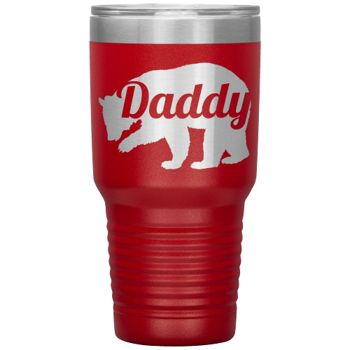 Daddy Bear Tumbler - Daddy Gift - 30oz Insulated Engraved Stainless Steel Daddy Tumbler Cup Red