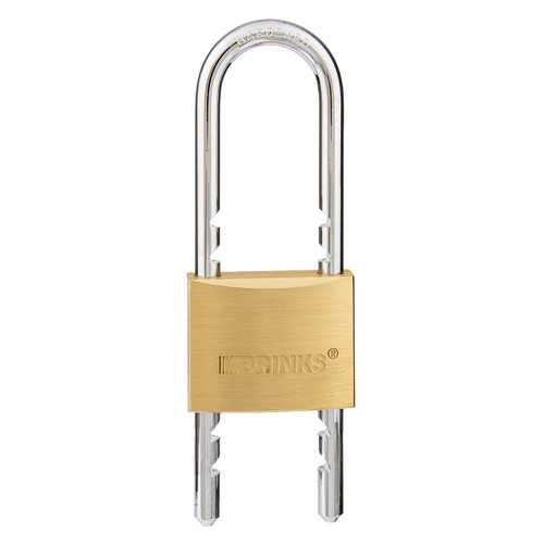 BRINKS - 50mm Solid Brass Keyed Padlock with Adjustable Shackle - Chrome Plated with Hardened Steel Shackle