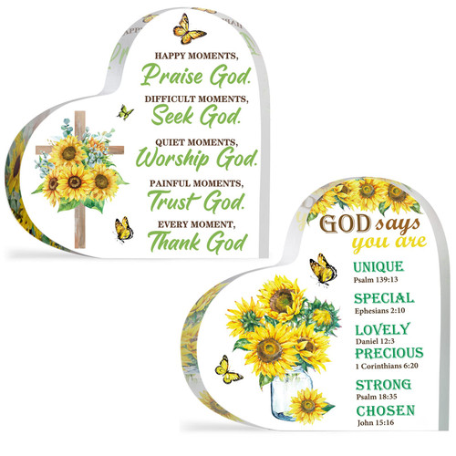 2 Pieces Christian Gifts for Christian, Inspirational Religious Gifts for Her Bible Verse Desk Decor Christian Cross Gifts, Acrylic Motivational Birthday Gifts for Mom Sister Friend Relatives