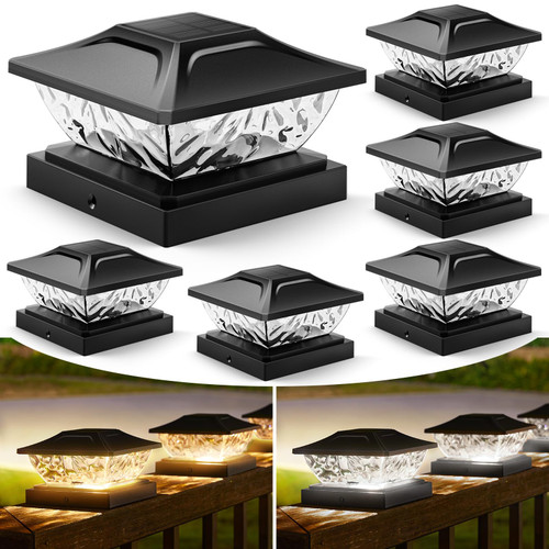 ENSLI Solar Post Cap Lights 6 Pack, 2 Mode Bright Solar Post Lights Outdoor Waterproof Fence Post Cap Lights, Outdoor Post Lights Solar Powered Deck Lights for 4x4 4.5x4.5 5x5 in Garden Decor (Black) ENSLI Solar Post Cap Lights 6 Pack, 2 Mode Bright Solar Post Lights Outdoor Waterproof Fence Post Cap Lights, Outdoor Post Lights Solar Powered Deck Lights for 4x4 4.5x4.5 5x5 in Garden Decor (Black)