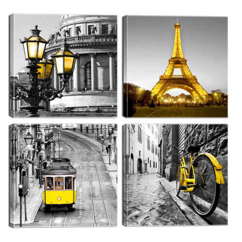 Yellow Paris Eiffel Tower Decor Black and White City Canvas Wall Art Modern Paris Pictures Artwork for Bedroom Living Room Bathroom Office Home Decor Yellow Paris Eiffel Tower Decor Black and White City Canvas Wall Art Modern Paris Pictures Artwork for Bedroom Living Room Bathroom Office Home Decor