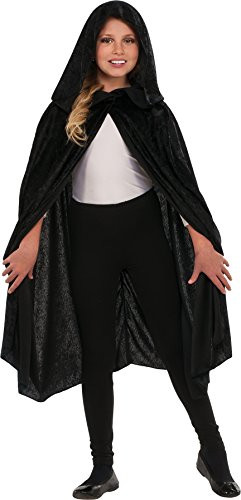 Rubie's Costume Child's 36" Crushed Velvet Hooded Cape, Black, One Size