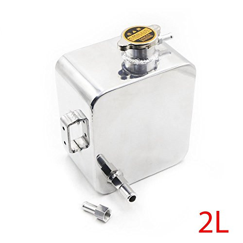 Soosee 2L Litre Polished Alloy Header Expansion Water Tank & Cap Water Header Tank Coolant Overflow Tank Reservoir Kit(Silver)