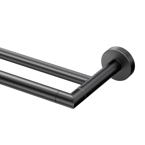 Gatco Glam Double Towel Bar, Matte Black, 24 Inch, Double Bar