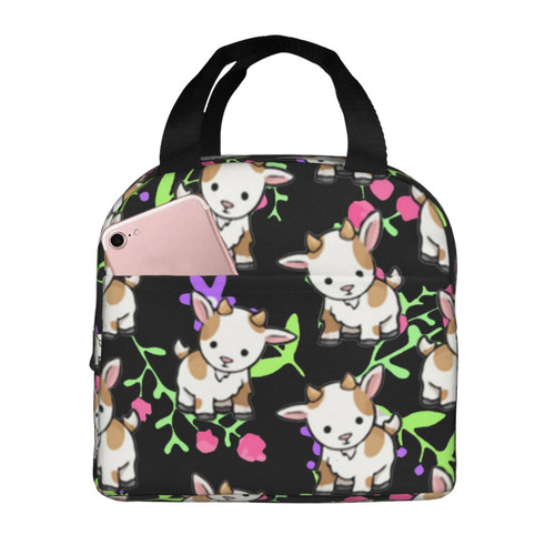 Reusable Lunch Tote Bag Kawaii Baby Goats Insulated Lunch Bag Durable Cooler Lunch Box