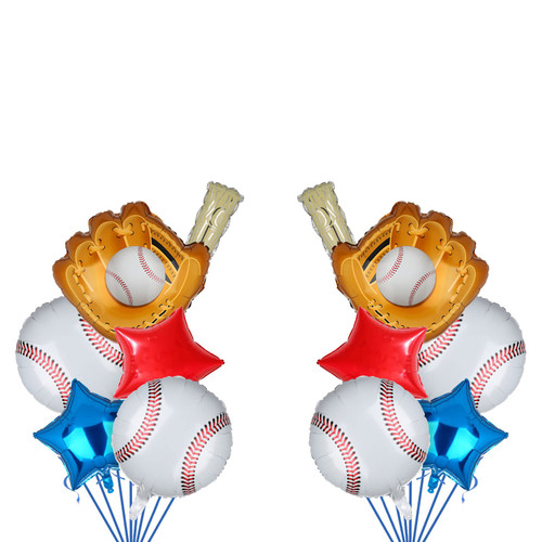 Baseball Balloons Birthday Party Supplies Decorations Glove Round Baseball Bat Theme Mylar Red and Blue White Foil Balloon Boy Baby Shower