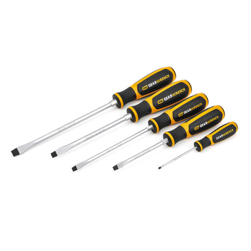 GEARWRENCH 5 Pc. Slotted Dual Material Screwdriver Set - 80053H GEARWRENCH 5 Pc. Slotted Dual Material Screwdriver Set - 80053H