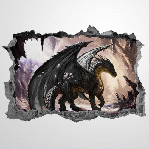 Dragon Wall Sticker 3D Fantasy Decal Mural Bedroom Decor Wall Stickers Mural Smashed Wall Art Removable Poster Vinyl decals For Bedroom Living Room Playroom Nursery Office Shop,32'' sj400 Dragon Wall Sticker 3D Fantasy Decal Mural Bedroom Decor Wall Stickers Mural Smashed Wall Art Removable Poster Vinyl decals For Bedroom Living Room Playroom Nursery Office Shop,32'' sj400