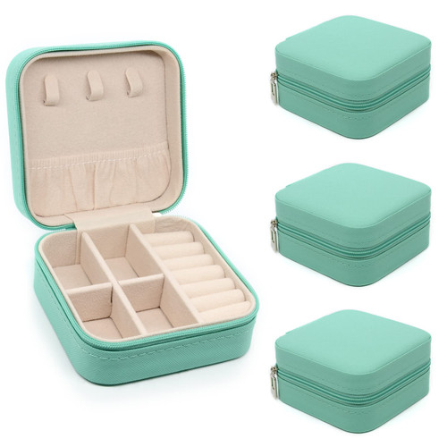 KEINE MARKE Small Jewelry Box, Travel Portable Jewelry Case for Ring, Pendant, Earring, Necklace, Bracelet Organizer Storage Holder Boxes (blue*4)