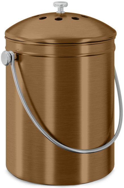 Utopia Kitchen Compost Bin for Kitchen Countertop - 1.3 Gallon Compost Bucket for Kitchen with Lid - Includes 1 Spare Charcoal Filter (Bronze)