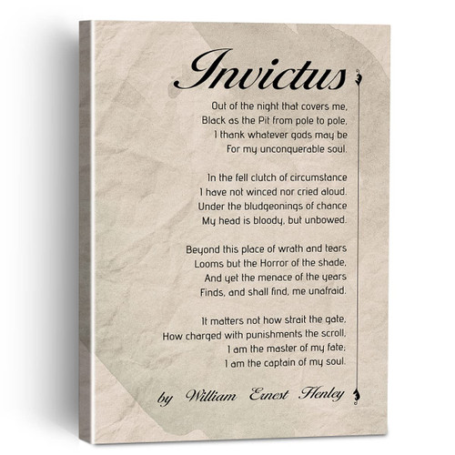 Invictus Poem Canvas Painting Framed Wall Art Decor for Living Room Bedroom, Inspirational Poem Canvas Poster Print Decorative Gift