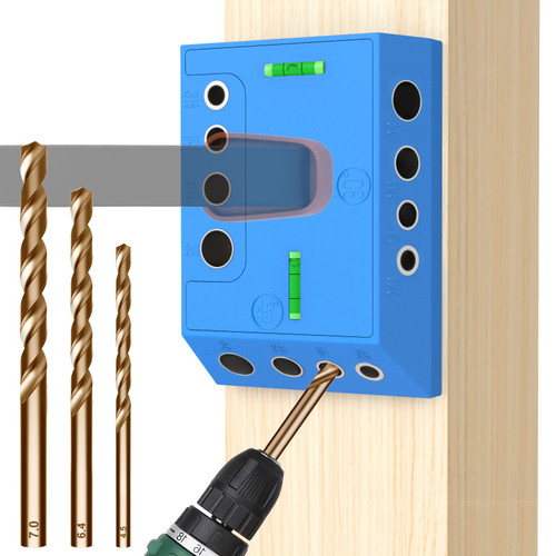 CKE Upgraded Drill Guide 30 45 90 Degree Angle 4 Sizes Drill Hole Guide Jig with 3 Drill Bits for Angled Straight Hole, Installation for Cable Railing Deck Stair Railing Lag Screw Kit Cable Wood Post