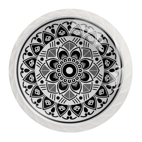 TBOUOBT 12 Pack Cabinet Knobs Dresser Knobs Drawer Knobs Kitchen Cabinet Knobs, Knobs for Cabinets and Drawers, Mandala Pattern Black White Ethnic Tribal