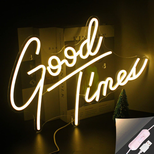 Good Times Neon Sign, LooKLight Led Signs Neon Light for Wall,Neon Signs for Wall Decor, USB Powered Led Neon Signs for Wedding?Home Wall Decor Birthday Party,Bedroom Decor,Game Room Decor