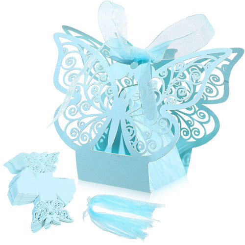 60 Pieces Butterfly Laser Cut Favor Boxes Cookie Present Boxes with Ribbons Cute Chocolate Box for Wedding Girl Bridal Birthday Party Baby Shower Favors Decoration Supplies (Blue) 60 Pieces Butterfly Laser Cut Favor Boxes Cookie Present Boxes with Ribbons Cute Chocolate Box for Wedding Girl Bridal Birthday Party Baby Shower Favors Decoration Supplies (Blue)