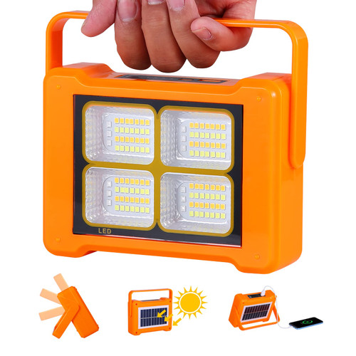SJUENSXH Solar Work Light, 100W 120 LED Rechargeable Work Lights with 4 Light Modes Portable Work Lights with Stand for Power Failure Emergency Worklight Car Repair, Camping, Construction Job Site SJUENSXH Solar Work Light, 100W 120 LED Rechargeable Work Lights with 4 Light Modes Portable Work Lights with Stand for Power Failure Emergency Worklight Car Repair, Camping, Construction Job Site