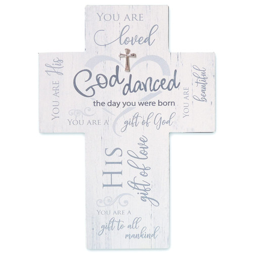 Abbey & CA Gift God Danced Wall Cross W/Silver Cross & Hanger
