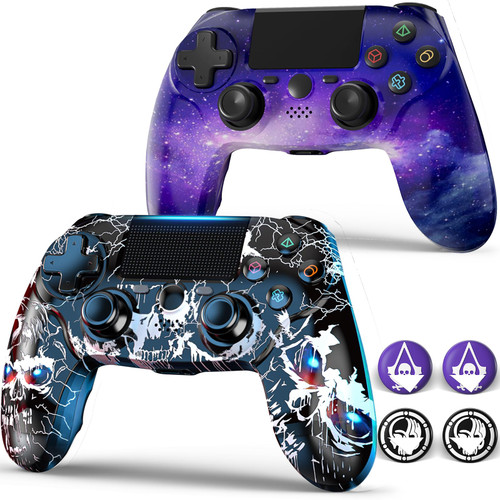 XISOGUU 2 Pack Wireless Controller for PS4, Wireless Remote Control Compatible with Playstation 4/Slim/Pro,with Double Shock/Audio/Six-axis Motion Sensor (black graffiti)