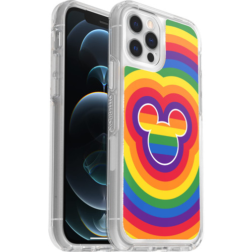OtterBox iPhone 12 and 12 Pro Symmetry Series Case - DISNEY PRIDE, ultra-sleek, wireless charging compatible, raised edges protect camera & screen
