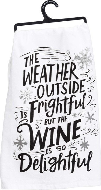 Primitives by Kathy Dish Towel-Wine Delightful, 28x28 inches, Black, White
