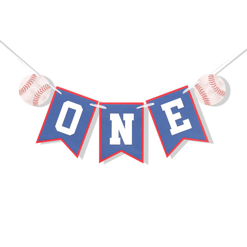 Baseball One High Chair Banner - Baseball 1st/first Birthday Decorations,baseball 1st/first Birthday Highchair Banner,rookie of the Year Banner, Boy First Birthday Baseball Banner