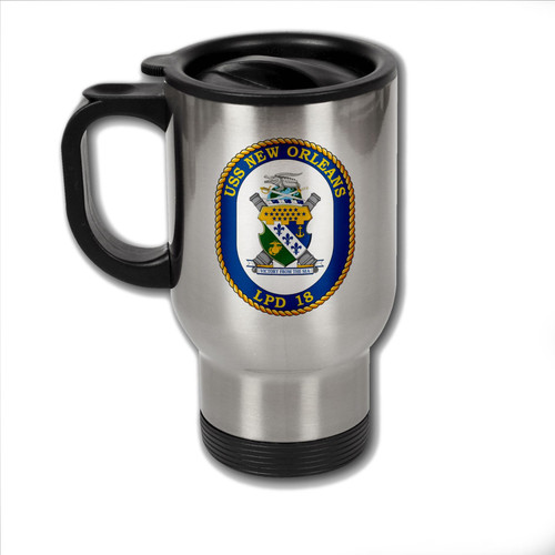 ExpressItBest Stainless Steel Coffee Mug with U.S. Navy USS New Orleans (LPD 18) emblem (crest)