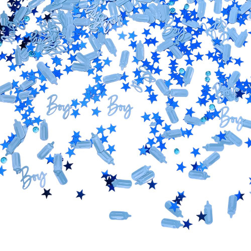 1250PCS Baby Shower Confetti Sequins Table Confetti Star Feeding Bottle Shape Metallic Sprinkles Confetti Gender Reveal Party Decorations (Blue)