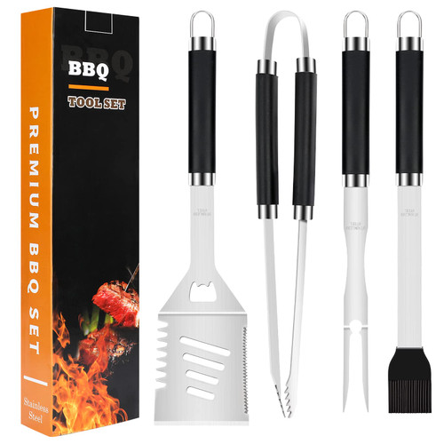 BBQ Tools Grill Tools Set, Stainless Grill Kit Grilling Set - Heavy Duty Premium BBQ Accessories with Portable Bag, with Spatula, Fork, Brush & BBQ Tongs- Perfect Grill Gifts for Men