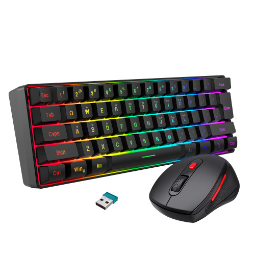 Snpurdiri 60% Wireless Gaming Keyboard and Mouse Combo, Include 2.4G Small Mini Merchanical Feel Keyboard, Ergonomic Design Vertical