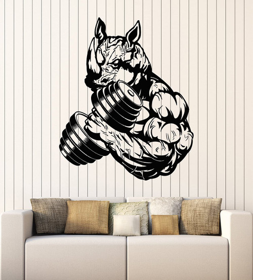 Vinyl Wall Decal Rhino Bodybuilder Muscles Gym Sports Stickers Mural Large Decor (g5499) Black Vinyl Wall Decal Rhino Bodybuilder Muscles Gym Sports Stickers Mural Large Decor (g5499) Black