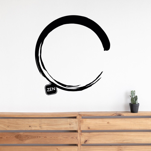 Large Vinyl Wall Decal Enso Circle Zen Japanese Calligraphy Art Stickers Mural (475ig) White