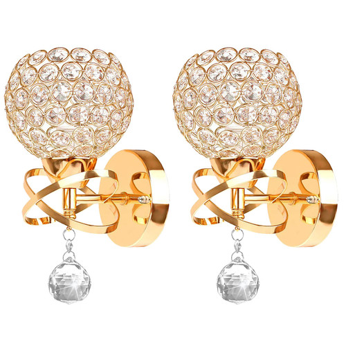 Gold Wall Sconces Set of Two, Modern Crystal Wall Lights with E26 Socket Hardwired Sconces Wall Lighting Bedside Wall Lamp Crystal Decor Wall Mount Light Fixture for Living room, Bedroom, Hallway Gold Wall Sconces Set of Two, Modern Crystal Wall Lights with E26 Socket Hardwired Sconces Wall Lighting Bedside Wall Lamp Crystal Decor Wall Mount Light Fixture for Living room, Bedroom, Hallway